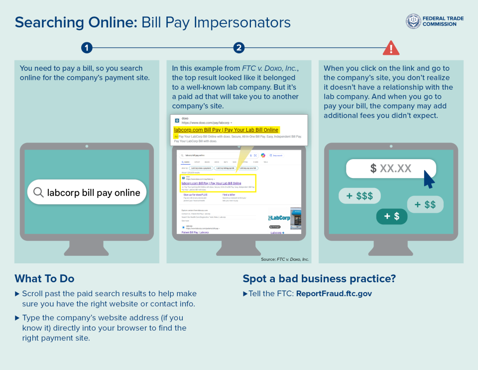 Searching online: bill pay impersonators